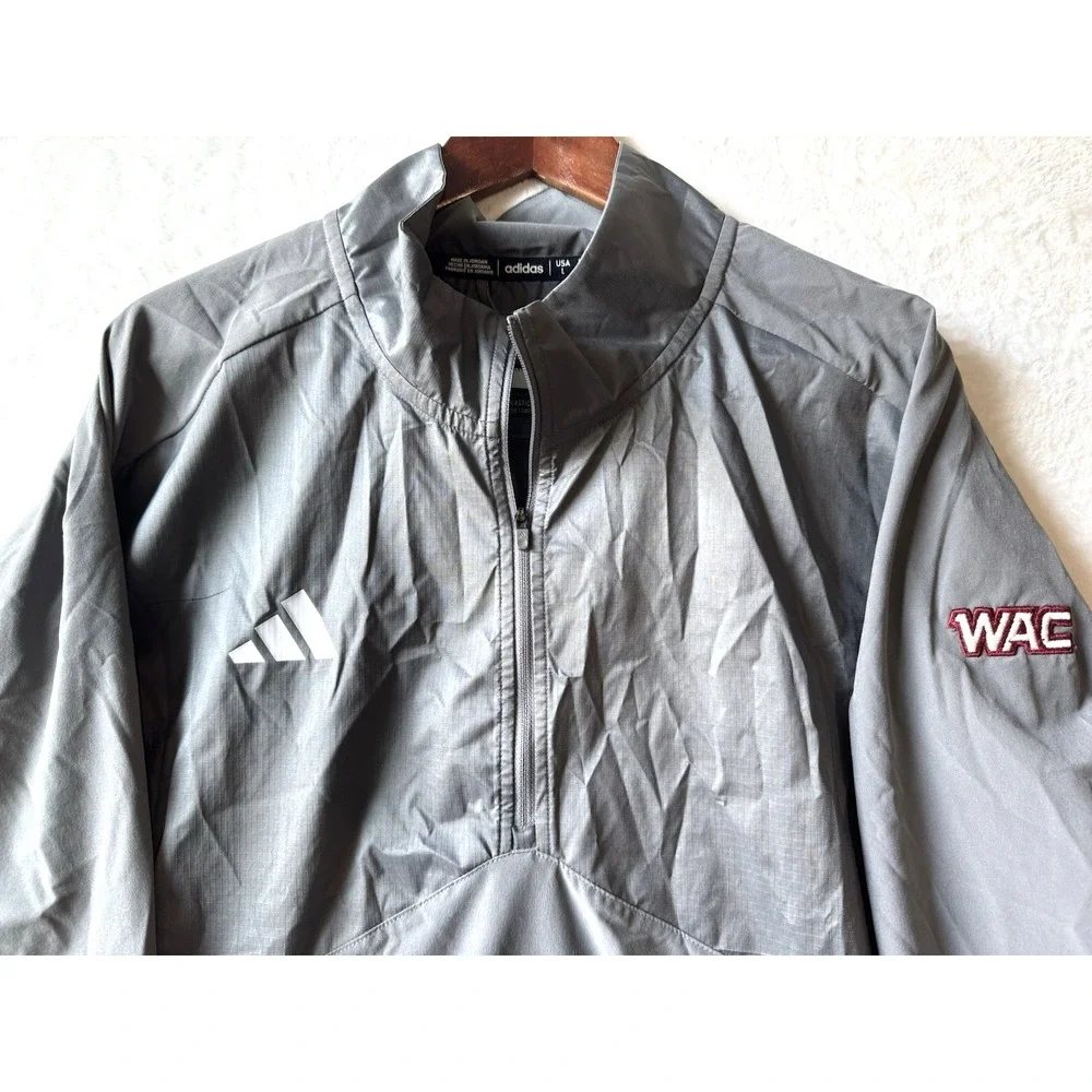 Adidas lightweight 1/4 zip pullover windbreaker  Lg Gray WAC Player Issued Golf